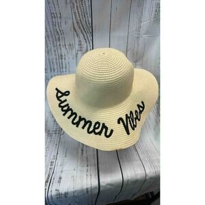 Womens Straw Hat Summer Vibes Wide Brim Sun Hat Beach Vacation